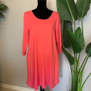 NEW Honeyme Coral 3/4 sleeve dress MEDIUM